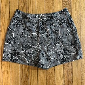 RACHEL Rachel Roy Black and White Palm Leaf Shorts Relaxed Fit